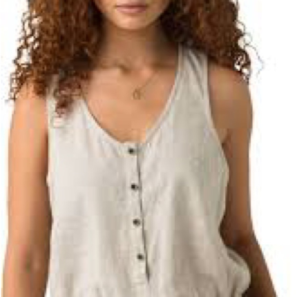Prana Tan Sleeveless Buttoned jumpsuit